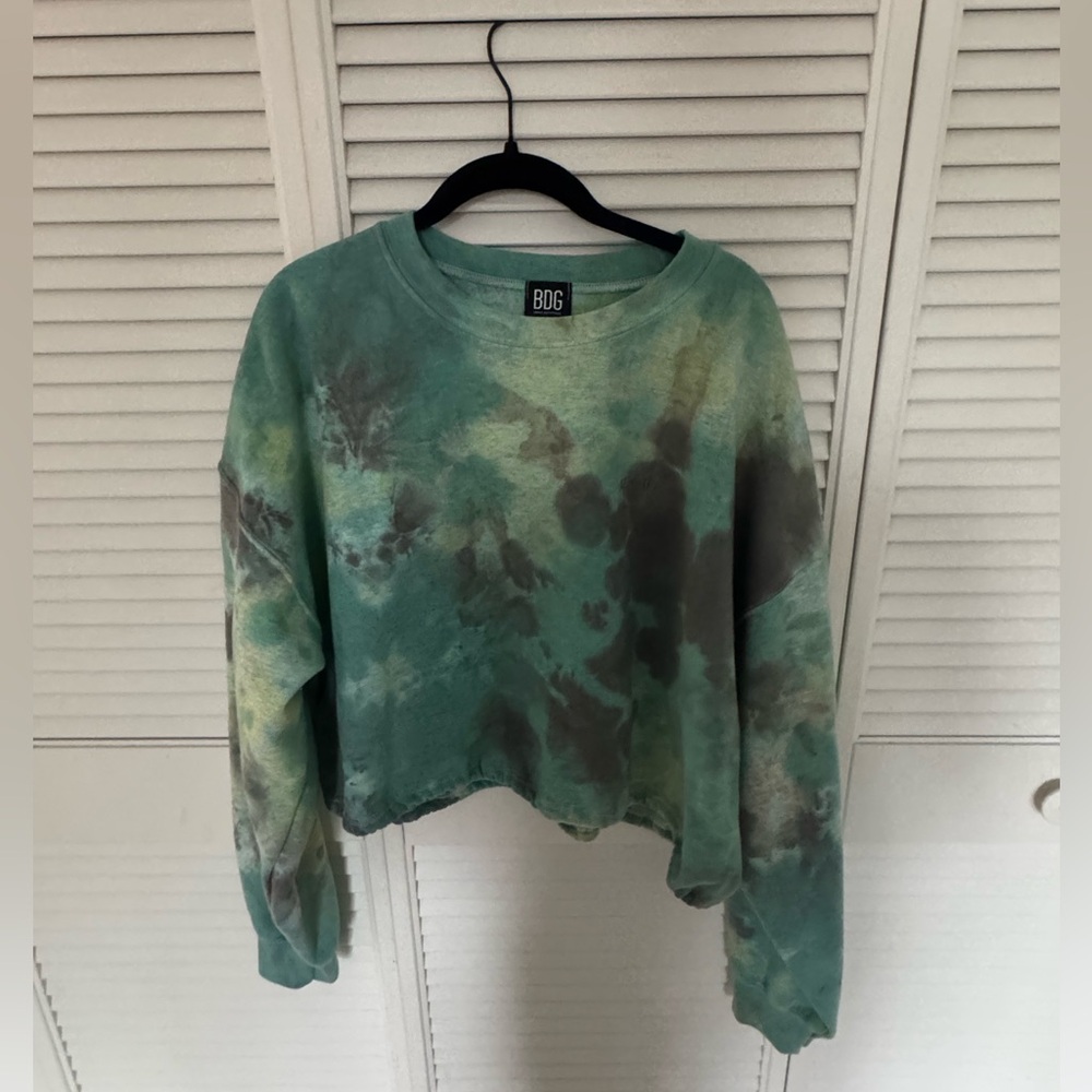 BDG Urban Outfitters Green Tie Dye Bubble Hem Womens Sweatshirt